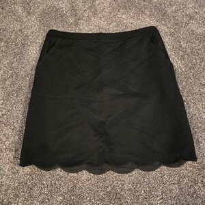 Skies Are Blue Black Scalloped Mini Skirt